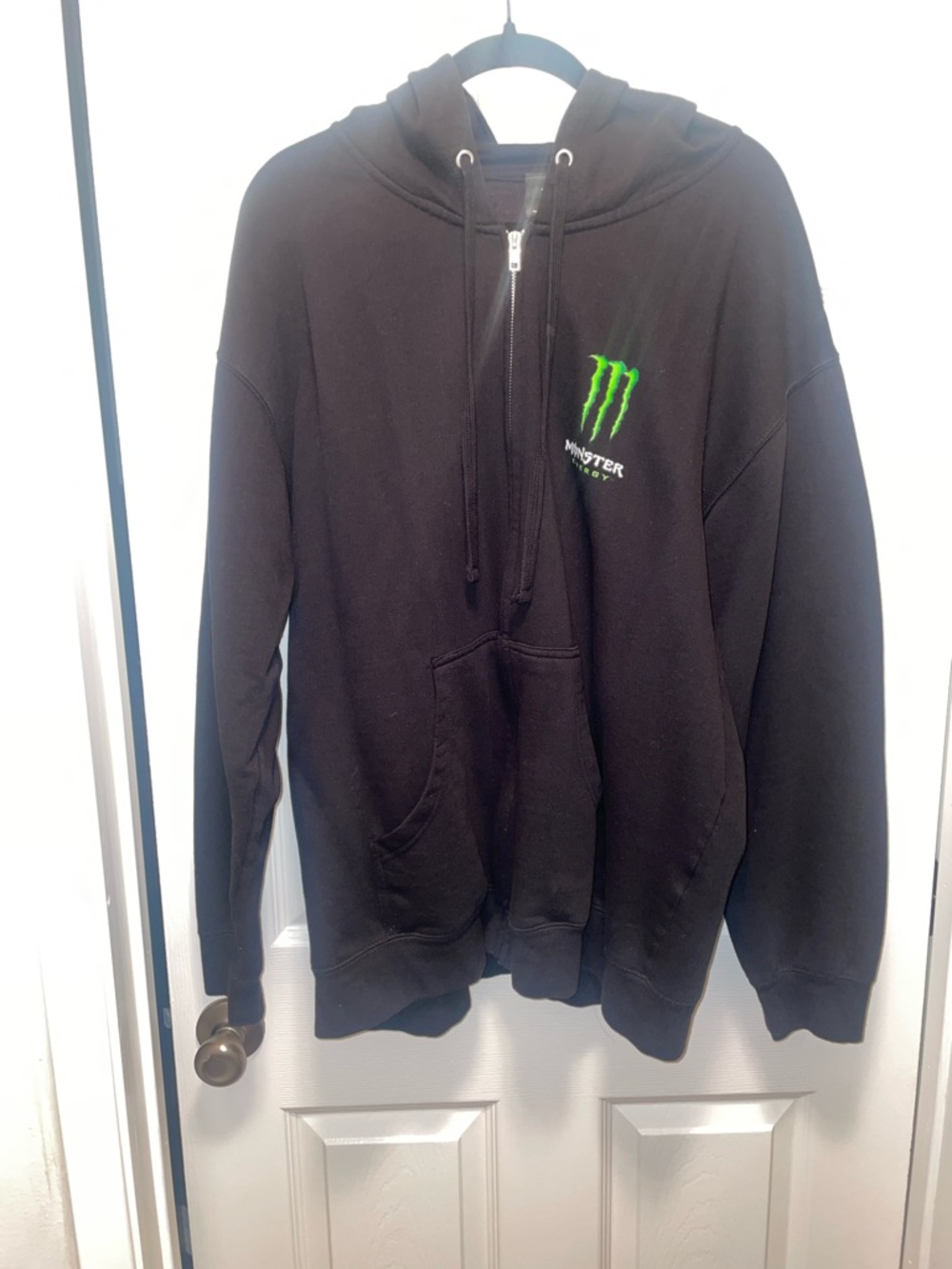 Brand New Monster Energy Black Zip Up Hoodie with Green Logo, Size XL - Picture 2 of 6